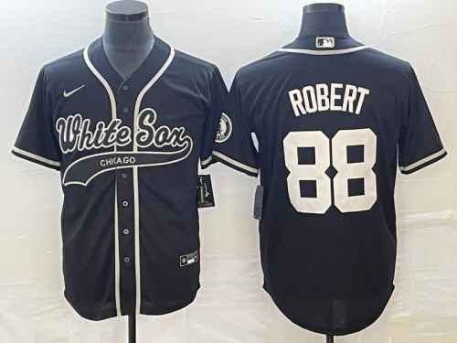 Men's Chicago White Sox #88 Luis Robert Black Cool Base Stitched Baseball Jersey