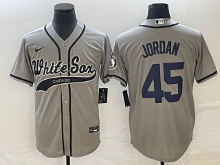 Men's Chicago White Sox #45 Michael Jordan Grey Cool Base Stitched Baseball Jersey1