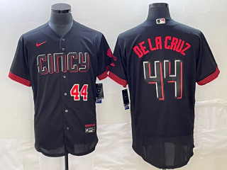 Men's Cincinnati Reds #44 Elly De La Cruz Number Black 2023 City Connect Cool Base Stitched Jersey 1