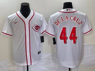 Men's Cincinnati Reds #44 Elly De La Cruz White Cool Base Stitched Baseball Jersey