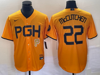 Men's Pittsburgh Pirates #22 Andrew McCutchen Gold 2023 City Connect Stitched Jersey