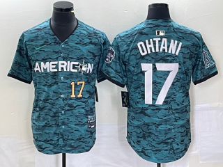 Men's Los Angeles Angels #17 Shohei Ohtani Number Teal 2023 All Star Cool Base Stitched Jersey