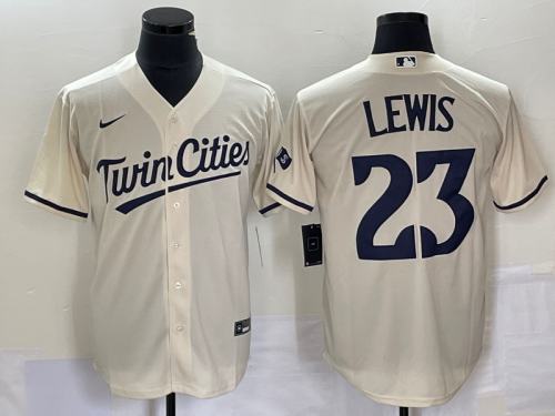 Men's Minnesota Twins #23 Royce Lewis Cream Cool Base Stitched Baseball Jersey