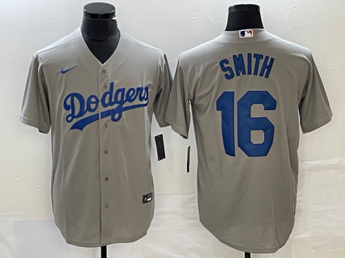 Men's Los Angeles Dodgers #16 Will Smith Grey Stitched Cool Base Nike Jersey