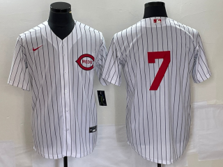 Men's Cincinnati Reds #7 Spencer Steer White 2022 Field of Dreams Cool Base Jersey