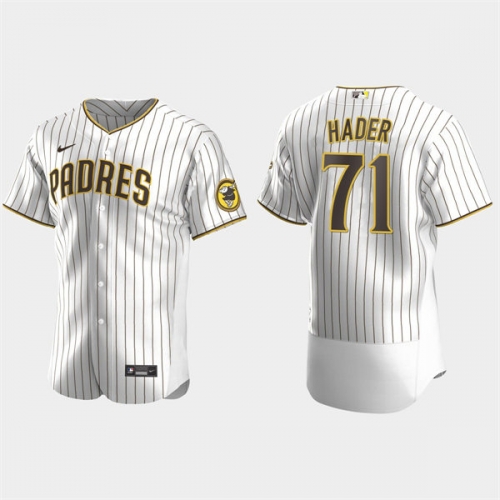 Mens San Diego Padres #71 Josh Hader White Brown Pinstripe Home FlexBase Player Jersey