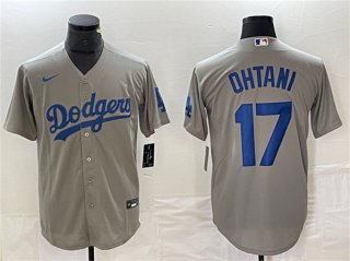 Men's Los Angeles Dodgers #17 Shohei Ohtani Gray Cool Base Stitched Jersey