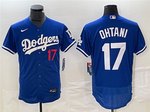 Men's Los Angeles Dodgers #17 Shohei Ohtani Blue Flex Base Stitched Baseball Jersey