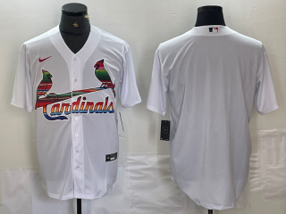 Men's St Louis Cardinals Blank White Rainbow Stitched MLB Cool Base Nike Jersey