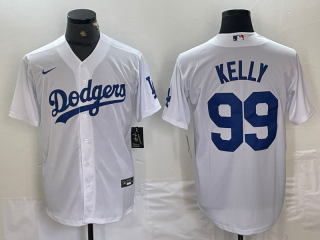 Men's Los Angeles Dodgers #99 Joe Kelly White Stitched Cool Base Nike Jerseys