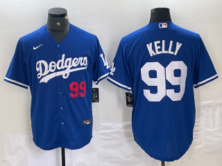 Men's Los Angeles Dodgers #99 Joe Kelly Number Blue Stitched Cool Base Nike Jerseys