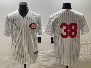 Men's Cincinnati Reds #38 Jose Barrero White Field of Dreams Stitched Baseball Jersey