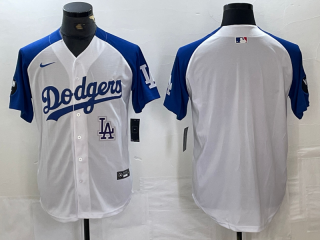 Men's Los Angeles Dodgers Blank White Blue Fashion Stitched Cool Base Limited Jersey