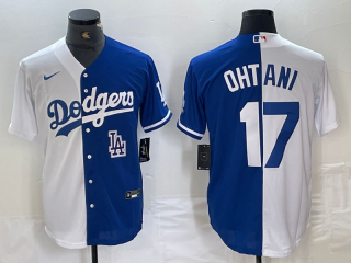 Men's Los Angeles Dodgers #17 Shohei Ohtani White Blue Two Tone Stitched Baseball Jersey