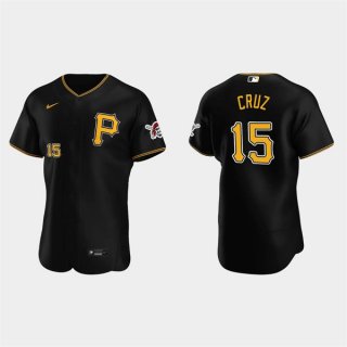 Mens Pittsburgh Pirates #15 Oneil Cruz Nike Black Alternate Team Logo P FlexBase Player Jersey