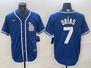 Men's Los Angeles Dodgers #7 Julio Urias Blue Cool Base Stitched Baseball Jersey