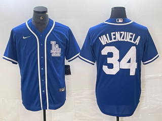 Men's Los Angeles Dodgers #34 Toro Valenzuela Blue Cool Base Stitched Baseball Jersey