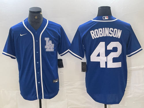 Men's Los Angeles Dodgers #42 Jackie Robinson Blue Cool Base Stitched Baseball Jersey