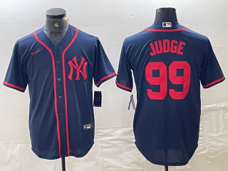 Men's New York Yankees #99 Aaron Judge Navy Red Fashion Cool Base Jersey