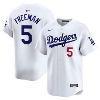 Men's Los Angeles Dodgers #5 Freddie Freeman White Cool Base Stitched Baseball Jersey