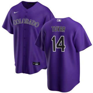 Men's Colorado Rockies #14 Ezequiel Tovar Purple Cool Base Stitched Baseball Jersey