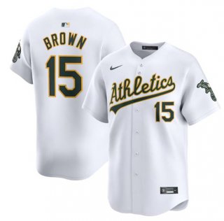 Men's Oakland Athletics #15 Seth Brown White Home Limited Stitched Jersey