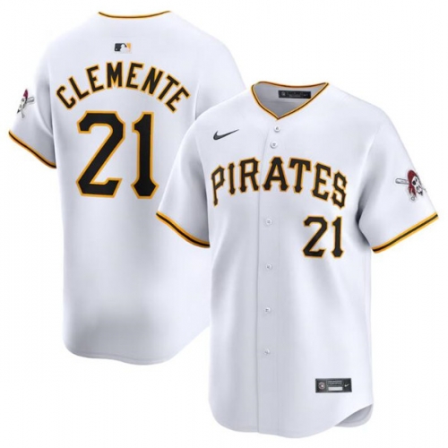 Men's Pittsburgh Pirates #21 Roberto Clemente White Home Limited Baseball Stitched Jersey