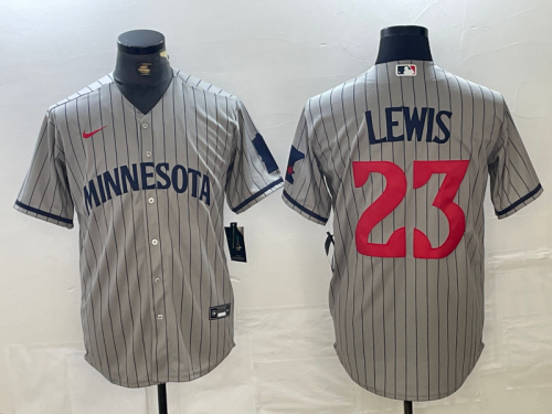 Men's Minnesota Twins #23 Royce Lewis 2023 Grey Home Team Cool Base Stitched Jersey