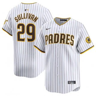 Men's San Diego Padres #29 Brett Sullivan White 2024 Home Limited Baseball Stitched Jersey