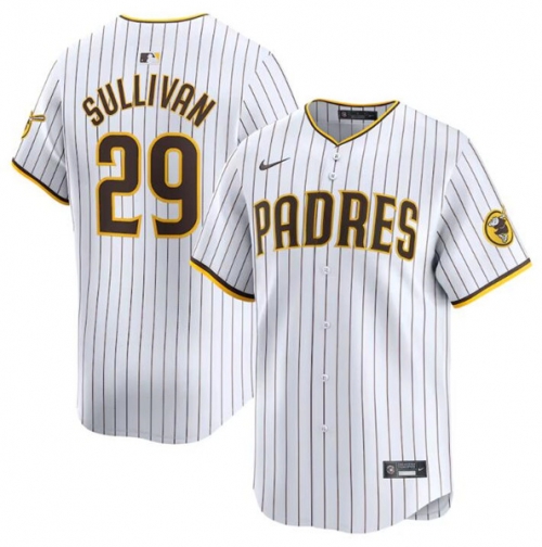 Men's San Diego Padres #29 Brett Sullivan White 2024 Home Limited Baseball Stitched Jersey