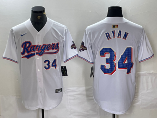 Men's Texas Rangers #34 Nolan Ryan Number White 2024 Gold Collection Limited Cool Base Jerseys