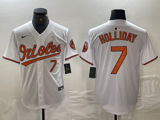 Men's Baltimore Orioles #7 Jackson Holliday Number White Limited Cool Base Stitched Jersey