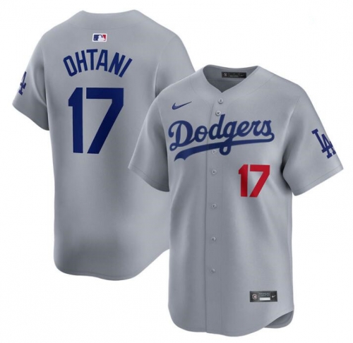 Men's Los Angeles Dodgers #17 Shohei Ohtani Gray Cool Base Stitched Baseball Jersey