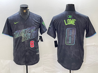 Men's Tampa Bay Rays #8 Brandon Lowe Charcoal 2024 City Connect Player Number Limited Cool Base Jerseys