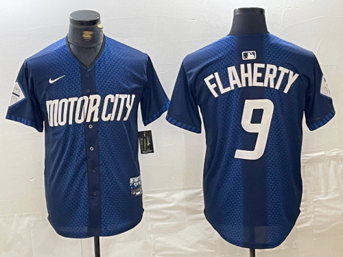 Men's Detroit Tigers #9 Jack Flaherty 2024 Navy City Connect Cool Base Limited Stitched Jersey