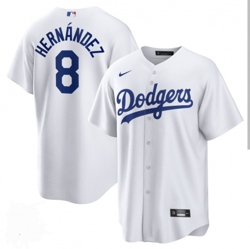 Men's Los Angeles Dodgers #8 Enrique Hernández White Cool Base Stitched Baseball Jersey