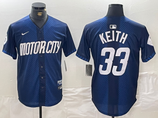 Men's Detroit Tigers #33 Colt Keith 2024 Navy City Connect Cool Base Limited Stitched Jersey