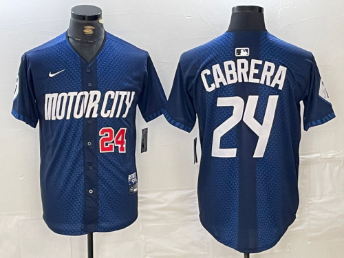 Men's Detroit Tigers #24 Miguel Cabrera Number Navy 2024 City Connect Cool Base Limited Stitched Jersey