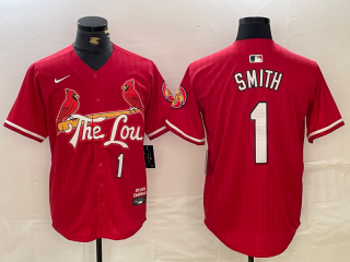 Men's St Louis Cardinals #1 Ozzie Smith Red 2024 City Connect Limited Stitched Baseball Jersey