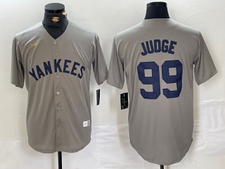 Men's New York Yankees #99 Aaron Judge Name Grey Stitched Nike Throwback Jersey