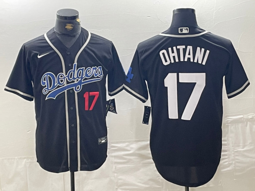 Men's Brooklyn Dodgers #17 Shohei Ohtani Black Cool Base With Patch Stitched Baseball Jerseys