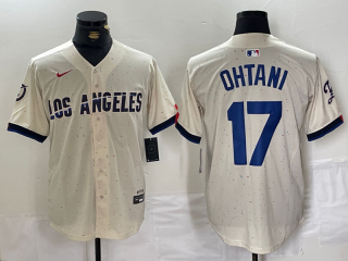 Men's Los Angeles Dodgers #17 Shohei Ohtani Cream 2024 City Connect Limited Stitched Jerseys