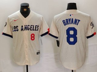 Men's Los Angeles Dodgers #8 Kobe Bryant Number Cream 2024 City Connect Limited Stitched Jerseys