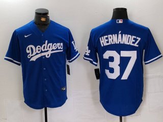 Men's Los Angeles Dodgers #37 Teoscar Hernandez Blue Cool Base Stitched Jersey