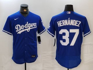 Men's Los Angeles Dodgers #37 Teoscar Hernandez Blue Flex Base Stitched Jersey