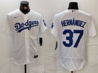 Men's Los Angeles Dodgers #37 Teoscar Hernandez White Flex Base Stitched Jersey