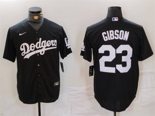 Men's Los Angeles Dodgers #23 Kirk Gibson Black Cool Base Stitched Baseball Jersey