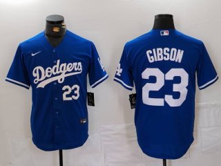 Men's Los Angeles Dodgers #23 Kirk Gibson Number Blue Cool Base Stitched Jerseys