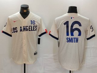 Men's Los Angeles Dodgers #16 Will Smith Cream 2024 City Connect Limited Stitched Jersey