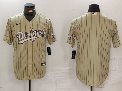 Men's Los Angeles Dodgers Blank Cream Pinstripe Stitched Cool Base Nike Jersey